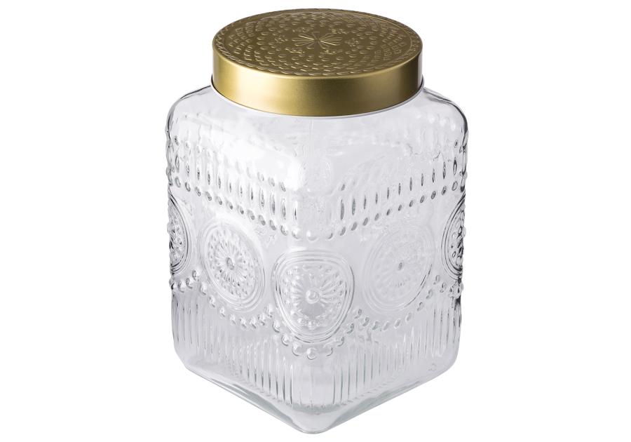 Zdjęcie: Pojemnik kwadratowy Daisy z pokrywką w kolorze złota 12,5x12,5x20 cm ALTOM DESIGN