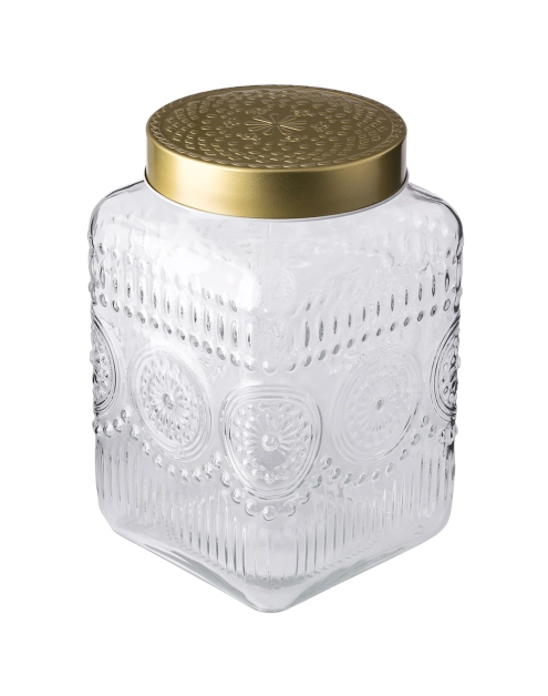 Zdjęcie: Pojemnik kwadratowy Daisy z pokrywką w kolorze złota 12,5x12,5x20 cm ALTOM DESIGN