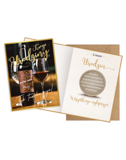 Zdjęcie: Karnet V-053 Urodziny - wino KUKARTKA