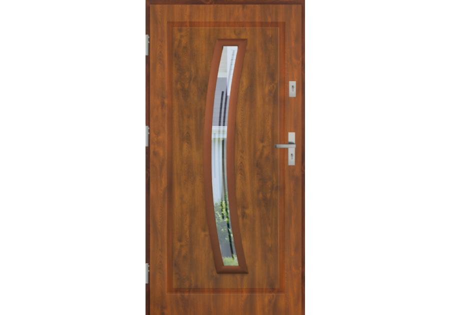 Zdjęcie: Drzwi zewnętrzne stalowo-drewniane Disting Mario 02 Dąb złoty 100 cm lewe KR CENTER