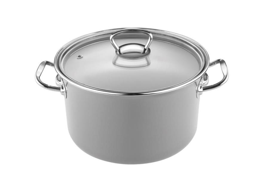 Zdjęcie: Garnek emaliowany Primario z pokrywką 20 cm - 3,8 L prosty szary EMALIA PLESZEW