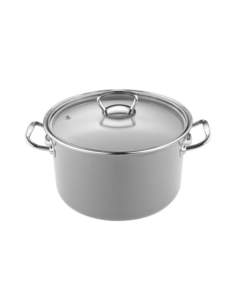 Zdjęcie: Garnek emaliowany Primario z pokrywką 20 cm - 3,8 L prosty szary EMALIA PLESZEW