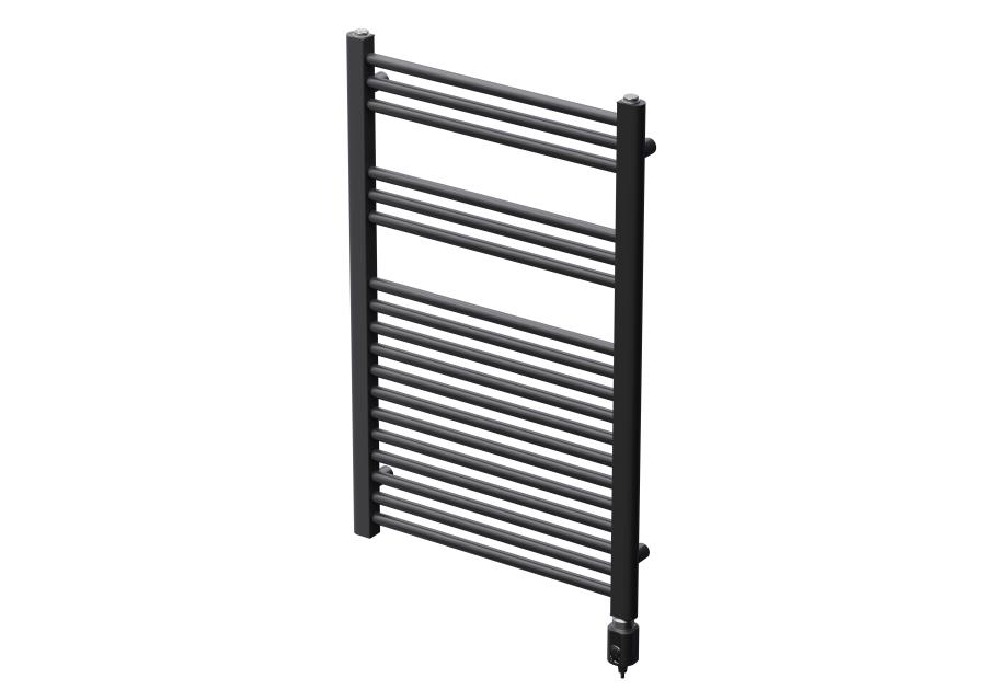 Zdjęcie: Grzejnik łazienkowy elektryczny Elektra 3 czarny Merkury 870x550 mm 300 W RADECO