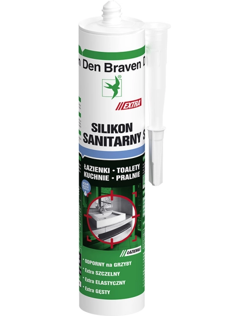 Zdjęcie: Silikon sanitarny Sanitary-Extra bezbarwny 280 ml DEN BRAVEN
