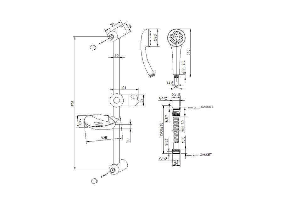 Zdjęcie: Zestaw natryskowy Tetis chrom Invena