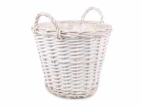 Kosz wiklinowy z uchwytami do obsadzania 31x31x25/31 cm biały TIN TOURS