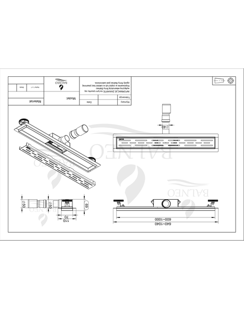 Zdjęcie: Odpływ liniowy Strips Decor - 60 cm - wersja Next BALNEO