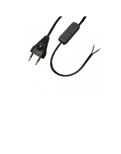 Zdjęcie: Przewód przyłączeniowy OMYp 2x0,75 wtyczka płaska, wyłącznik 1,6 m czarny POLMARK
