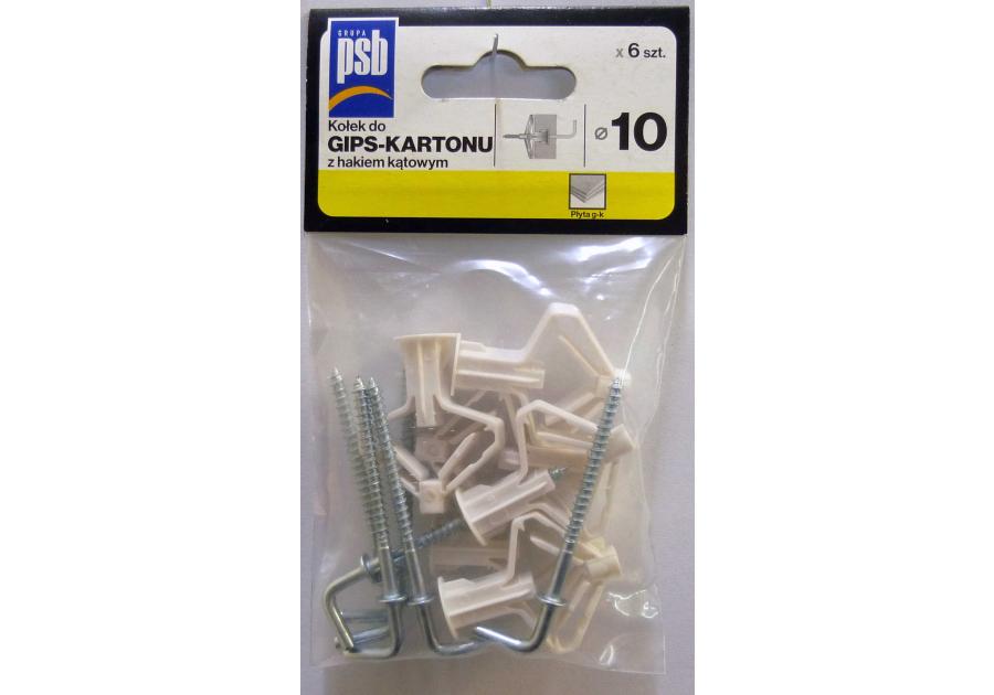 Kołek do gips-kartonu fi 10 z hakiem kątowym - 6 szt. SILA