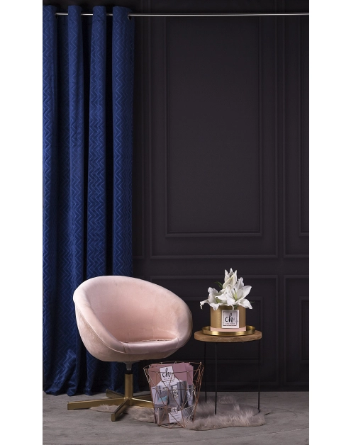 Zdjęcie: Zasłona velvet tłoczona zygzak chic rocks granatowa 140x270 cm CHIC HOME