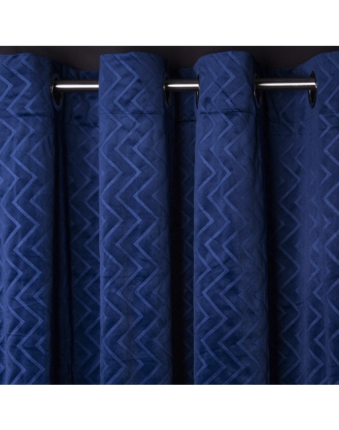 Zdjęcie: Zasłona velvet tłoczona zygzak chic rocks granatowa 140x270 cm CHIC HOME