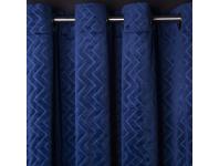 Zdjęcie: Zasłona velvet tłoczona zygzak chic rocks granatowa 140x270 cm CHIC HOME