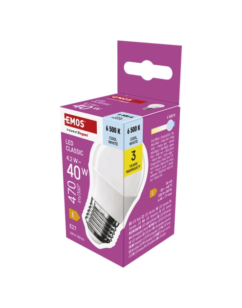 Zdjęcie: Żarówka LED G45 4,2 W 470 lm E27 światło zimne EMOS