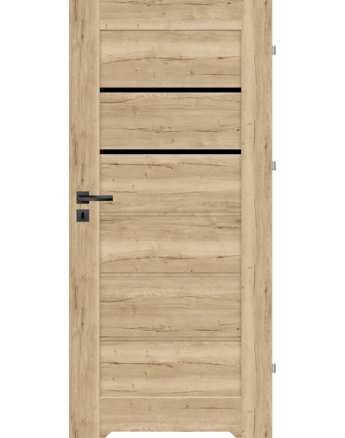 Zdjęcie: Drzwi wewnętrzne Seres 90P dąb halifax, czarna szyba, podcięcie NAWADOOR