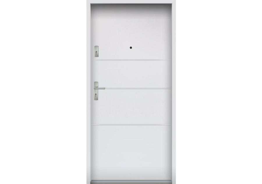 Zdjęcie: Drzwi wejściowe do mieszkań Bastion A-66 Biały 80 cm prawe OSP KR CENTER