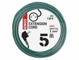 Przedłużacz 5 m, 1 gniazdo, zielony, PVC, 1 mm2 EMOS