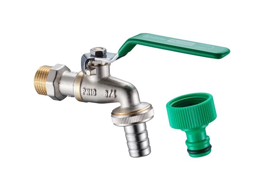 Zdjęcie: Zawór na zawieszce kulowy czerpalny 3/4" ze złączem i szybkozłączem CALIDO