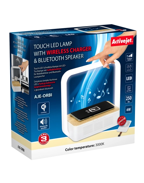Zdjęcie: Lampka LED AJE-ORBI bluetooth + bezprzewodowe ładowanie telefonów ACTIVEJET