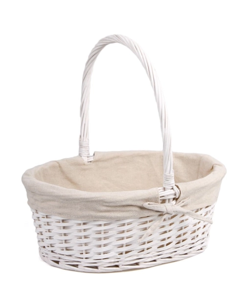 Zdjęcie: Kosz wiklinowy z materiałem 35x30x15/37 cm biały TIN TOURS