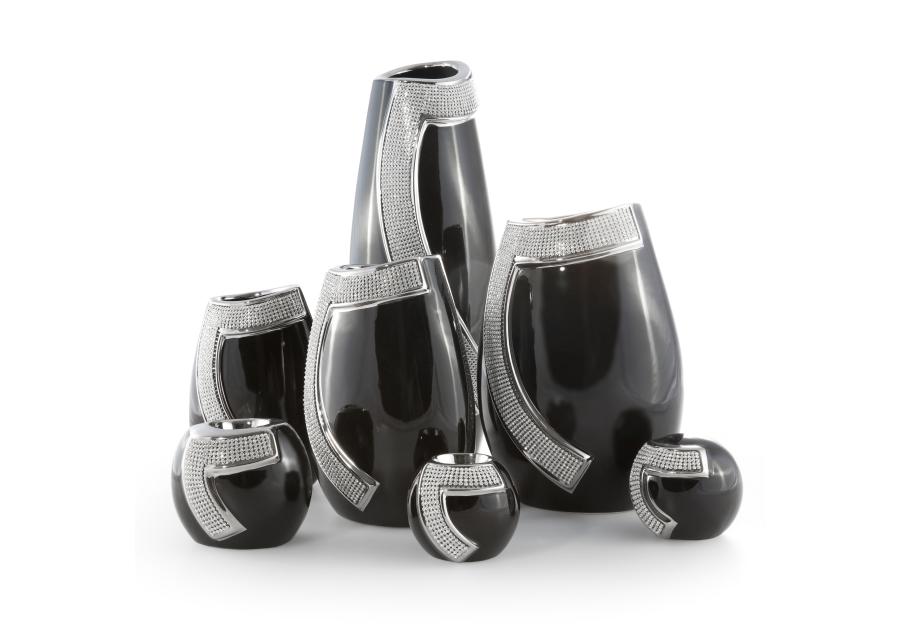 Zdjęcie: Wazon Nelda 14x10x19 cm czarno-srebrny EUROFIRANY