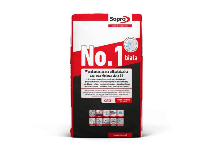 Zdjęcie: Zaprawa klejowa biała S1 No.1 996 22,5 kg SOPRO