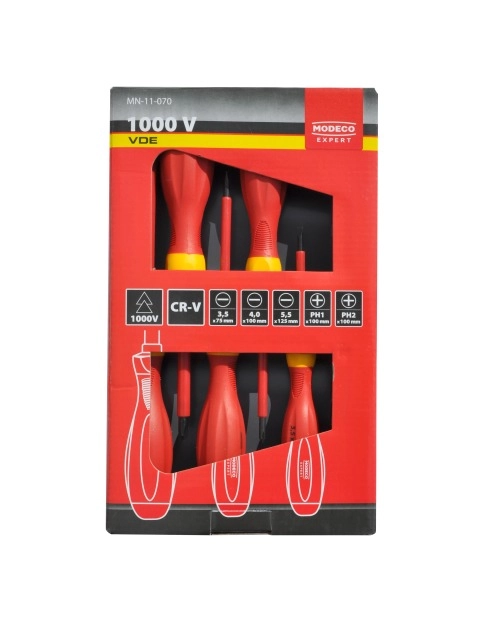 Zdjęcie: Wkrętaki izolowane 6 sztuk 1000v vde MODECO EXPERT