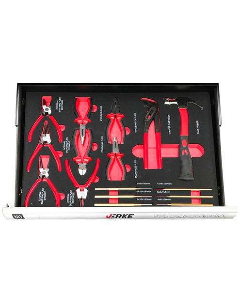 Zdjęcie: Szafka narzędziowa 7+1 szuflad wyposażenie Eva czerwona VERKE