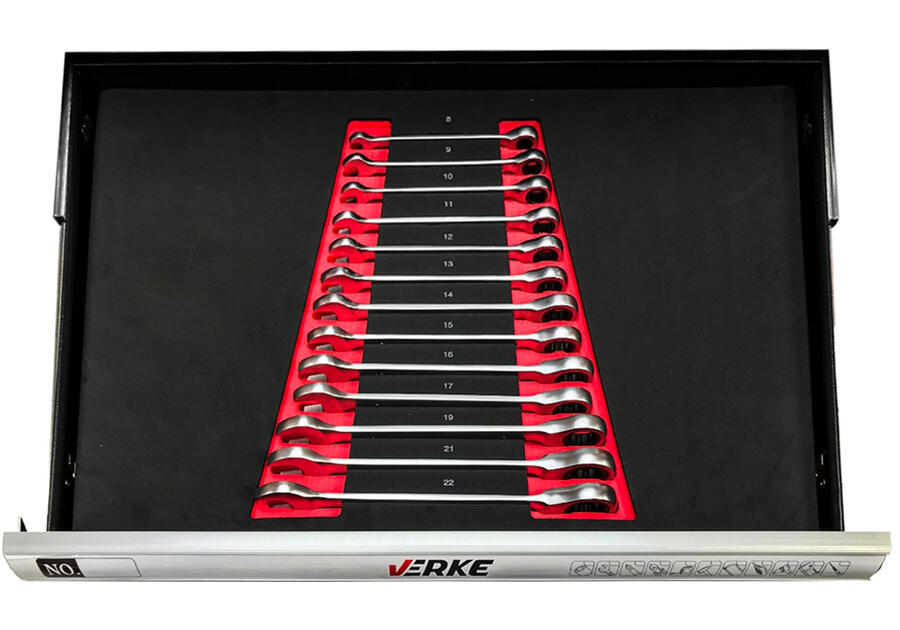 Zdjęcie: Szafka narzędziowa 7+1 szuflad wyposażenie Eva czerwona VERKE