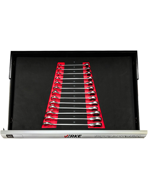 Zdjęcie: Szafka narzędziowa 7+1 szuflad wyposażenie Eva czerwona VERKE