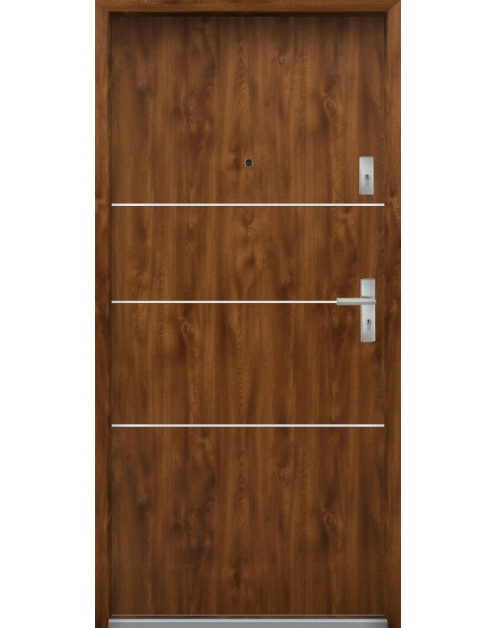 Zdjęcie: Drzwi wejściowe do mieszkań Bastion A-66 Dąb złoty 80 cm lewe OSPŁ KR CENTER