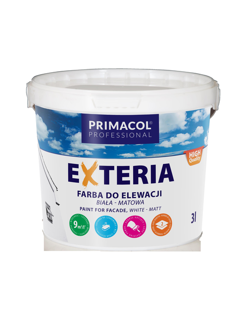 Zdjęcie: Farba strukturalna Exteria elewacyjna biała 3 L PRIMACOL PROFESSIONAL
