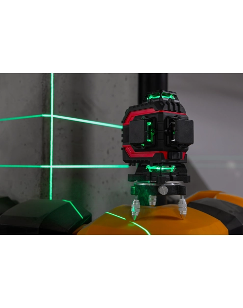 Zdjęcie: Poziomica laserowa 360 laser krzyżowy zielony samopoziomująca 4D zestaw PROLINE