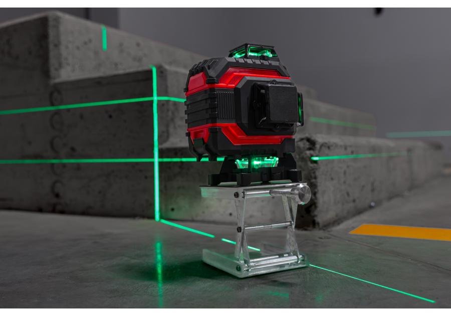 Zdjęcie: Poziomica laserowa 360 laser krzyżowy zielony samopoziomująca 4D zestaw PROLINE