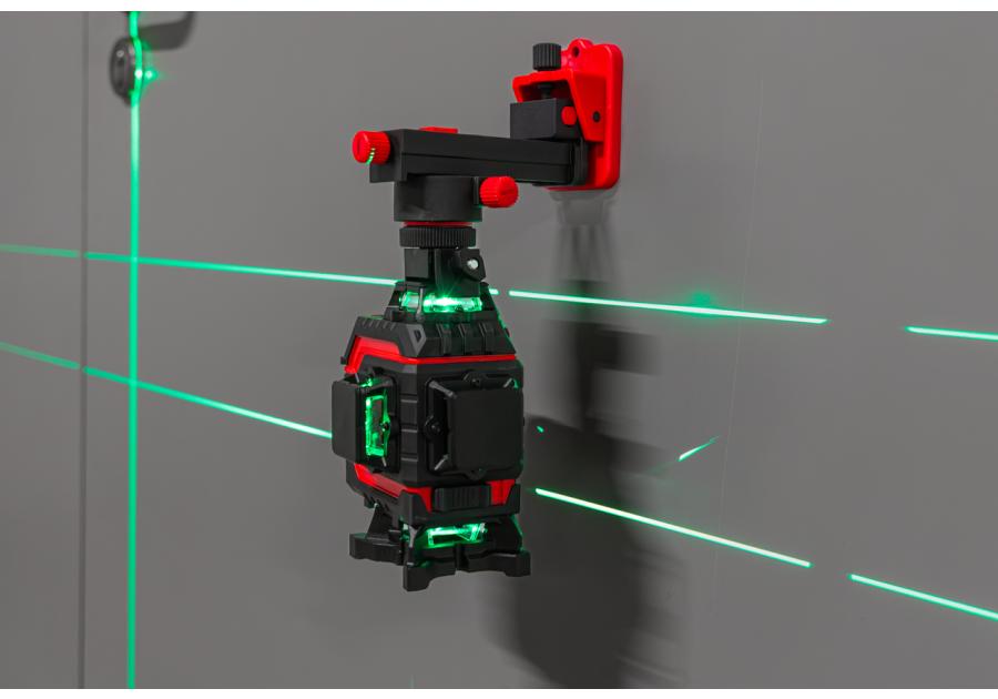 Zdjęcie: Poziomica laserowa 360 laser krzyżowy zielony samopoziomująca 4D zestaw PROLINE
