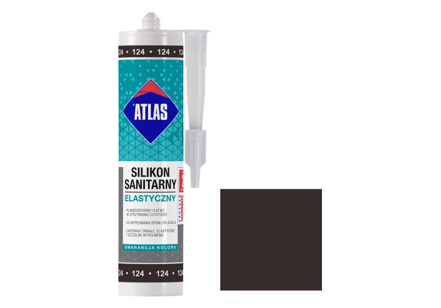 Zdjęcie: Silikon sanitarny elastyczny 124 ciemne wenge 280 ml ATLAS