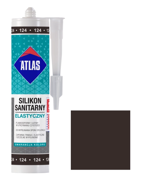 Zdjęcie: Silikon sanitarny elastyczny 124 ciemne wenge 280 ml ATLAS