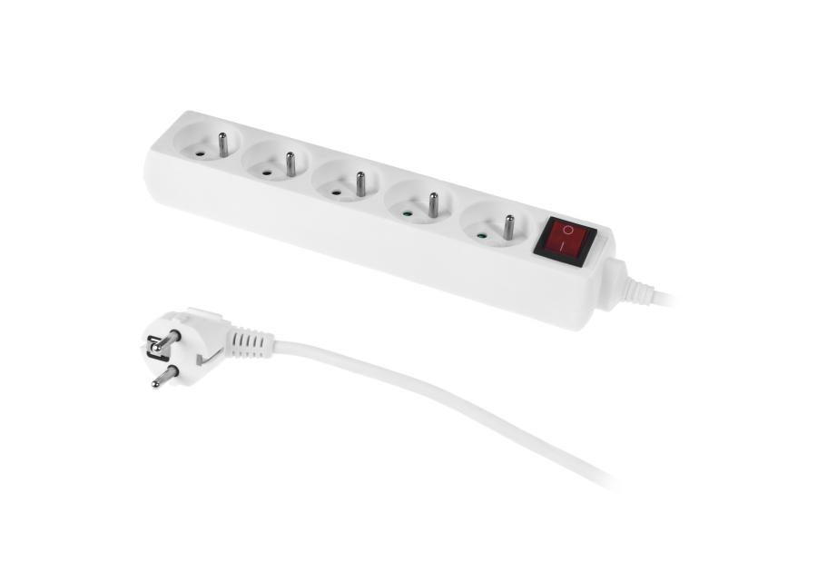 Zdjęcie: Przedłużacz stały z pięciokrotnym gniazdem wtyczkowym PS-570WS/1,5 Eco biały PLASTROL