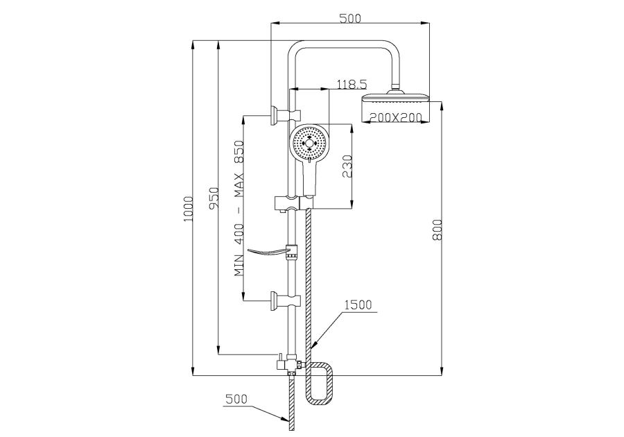 Zdjęcie: Deszczownia Elea biały / chrom INVENA