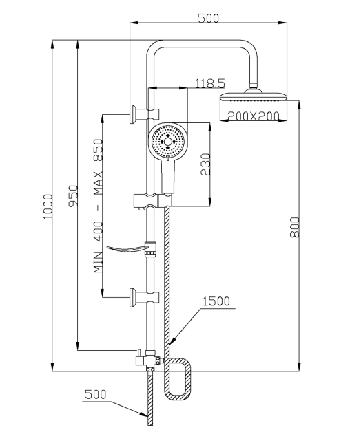 Zdjęcie: Deszczownia Elea biały / chrom INVENA