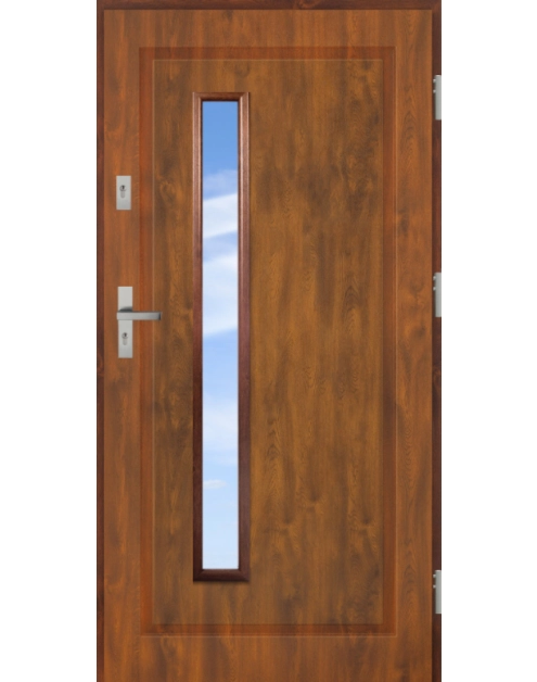 Zdjęcie: Drzwi zewnętrzne stalowo-drewniane Disting Mario 04B Dąb złoty 90 cm prawe KR CENTER