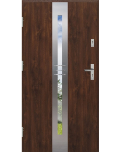 Zdjęcie: Drzwi zewnętrzne stalowo-drewniane Disting Otello 06 Orzech 90 cm lewe KR CENTER