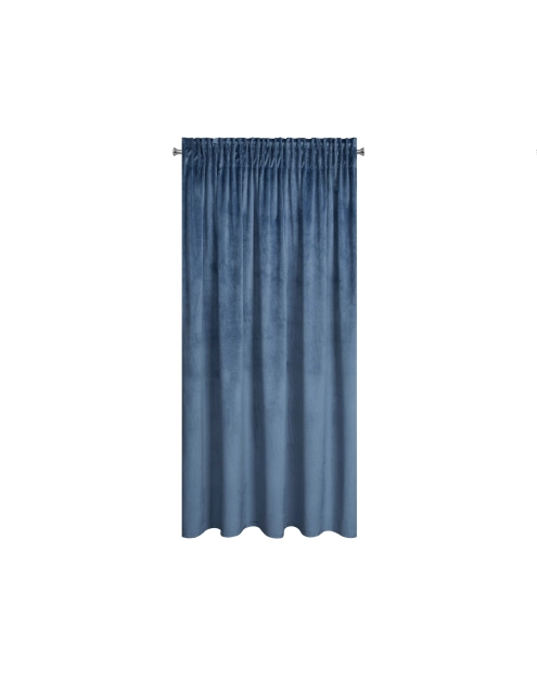 Zdjęcie: Zasłona welwetowa gładka z efektem 3D Fargo 140x175 cm granatowa na taśmie EUROFIRANY