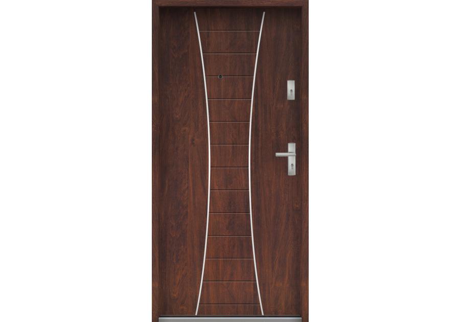 Zdjęcie: Drzwi wejściowe do mieszkań Bastion R-63 Kasztan 80 cm (NW) lewe ODP KR CENTER