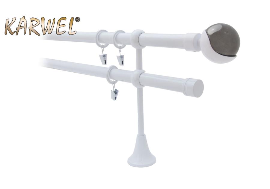 Zdjęcie: Karnisz podwójny Victoria fi 19 mm - 200 cm biały tierra folia of spec. KARWEL