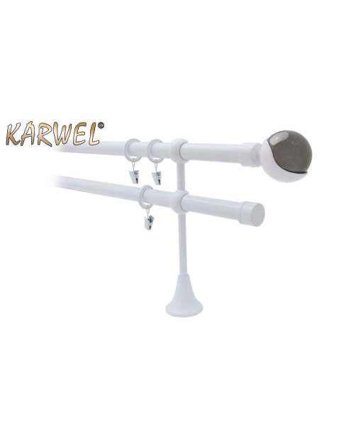 Zdjęcie: Karnisz podwójny Victoria fi 19 mm - 200 cm biały tierra folia of spec. KARWEL