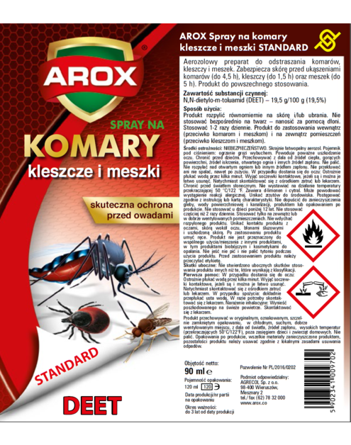 Zdjęcie: Spray na komary, meszki i kleszcze Arox 0,09 L AGRECOL