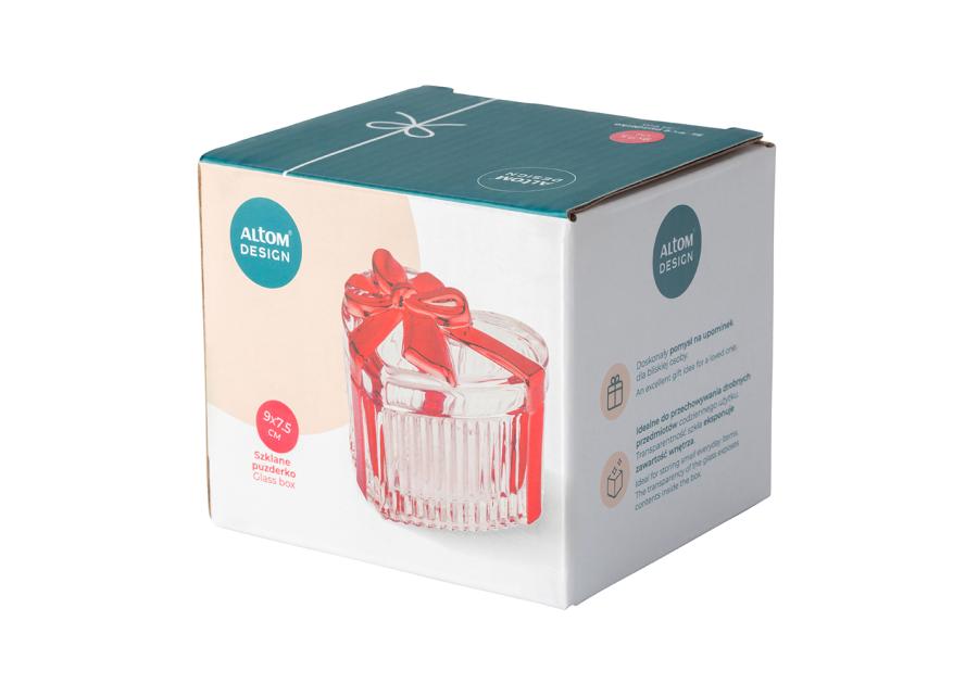 Zdjęcie: Puzderko szklane serce ze złotą kokardą 9x12 cm Altom Design
