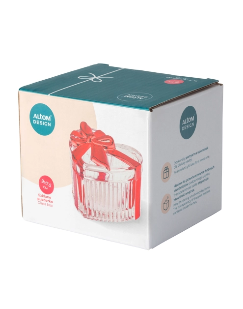 Zdjęcie: Puzderko szklane serce ze złotą kokardą 9x12 cm Altom Design