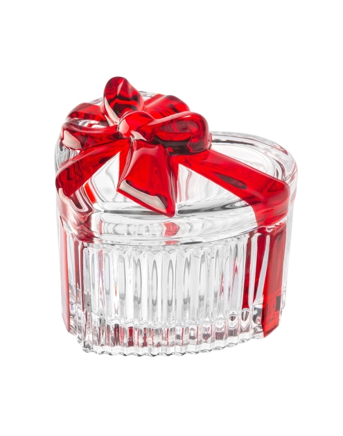 Zdjęcie: Puzderko szklane serce ze złotą kokardą 9x12 cm Altom Design