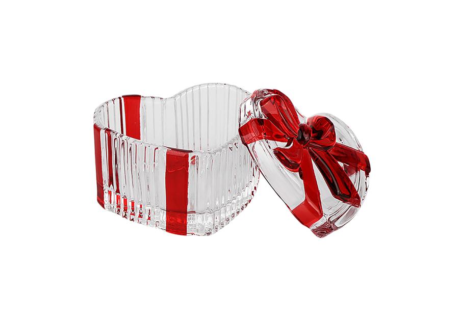 Zdjęcie: Puzderko szklane serce ze złotą kokardą 9x12 cm Altom Design